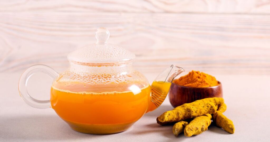 turmeric tea in teapot